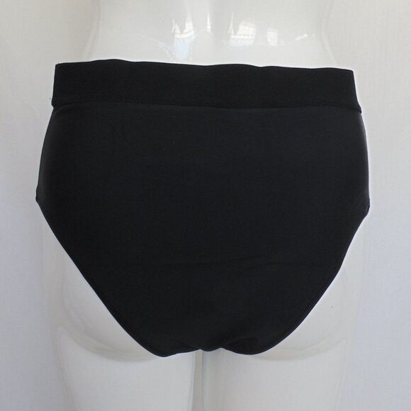 new CUPSHE Bikini Bottom, 0X, Solid Black, Mid-high waist, modest cut - Picture 4 of 9